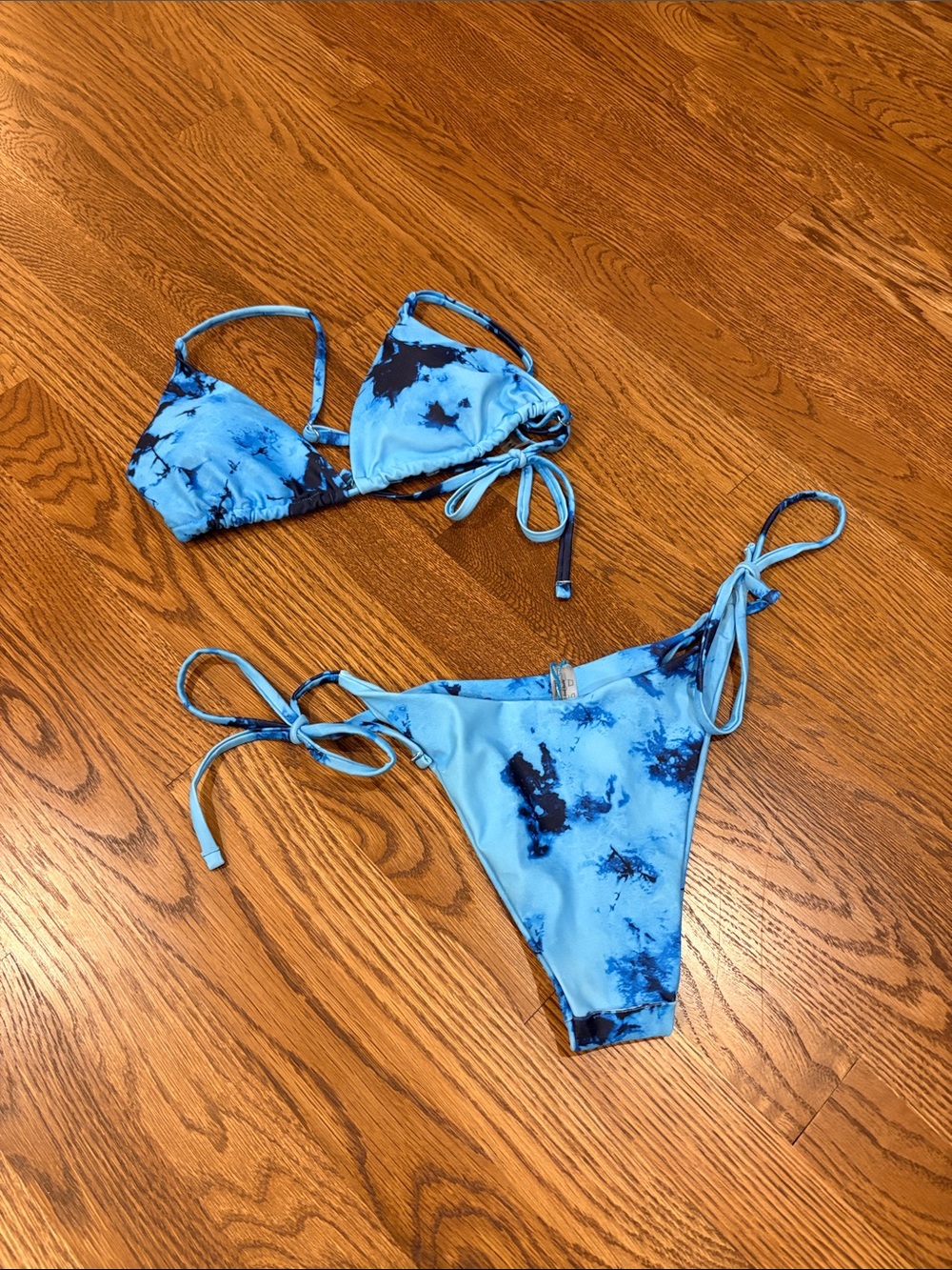 Zaful Blue Tie-Dye String Bikini